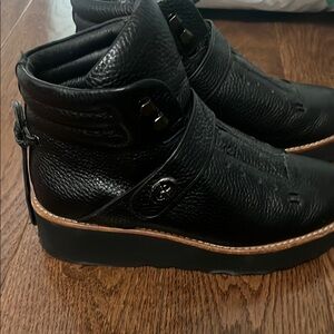 Black Leather Buckle Boots